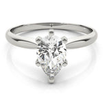 18K Solid Gold 1 CT Pear-Cut Natural Diamond Solitaire Engagement Ring