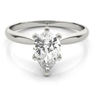 18K Solid Gold 1 CT Pear-Cut Natural Diamond Solitaire Engagement Ring