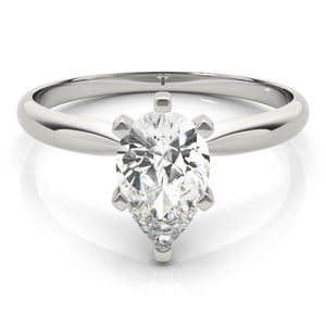 14K 1ct Natural Diamond Pear Cut Solitaire Engagement Ring