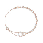 14K Solid Gold Natural Diamond Circle Stone Bracelet