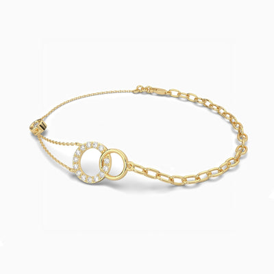 18k Solid Gold Natural Diamond Circle Stone Bracelet | Riyanika Jewels