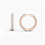 14K Natural Diamond Round Cut Huggie Hoop Earrings