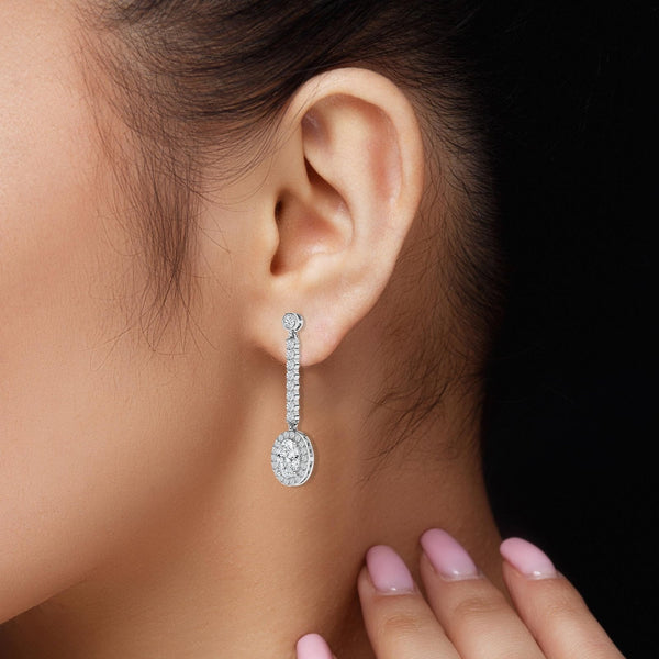 14K Lab Grown Diamond Halo Earrings