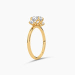 18K Solid Gold Three Stone Natural Diamond Engagement Ring - View 9 | Riyanika Jewels