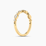 18k Solid Gold Marquise and Round Cut Natural Diamond Band | Stackable Half Eternity Band - View 6