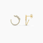14k Solid Gold Round Natural Diamond Hoop Earring - View 7 | Riyanika Jewels