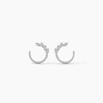 14k Solid Gold Round Natural Diamond Hoop Earring - Close Up | Riyanika Jewels