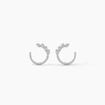 14K Natural Diamond Round Cut Hoop Earrings