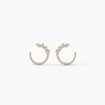 14K Natural Diamond Round Cut Hoop Earrings