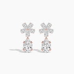 18k Solid gold Pear Shape Natural Diamond Dangle Earring - Close Up | Riyanika Jewels