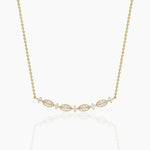 14K Solid Gold Natural Diamond Art Deco Necklace | Curved Bar Necklace