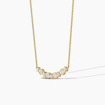 18k Solid Gold Natural Diamond Art Deco Necklace | Curved Bar Necklace - Close Up | Riyanika Jewels