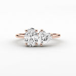 14K 2ct Lab Grown Diamond Oval Cut Toi et Moi Ring