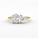 18k Solid Gold Toi et Moi Oval and Heart Cut Natural Diamond Ring | Riyanika Jewels