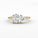 14K Natural Diamond Oval Cut Toi et Moi Ring