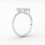 18k Solid Gold Toi et Moi Oval and Heart Cut Natural Diamond Ring - Close Up | Riyanika Jewels