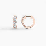 14K Solid Gold Multi-shape Natural Diamond Huggie Earrings
