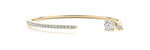 18K Solid Gold 1.80 CT Natural Diamond Open Bangle with Round Center Stone - Side View | Riyanika Jewels