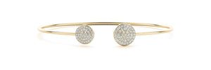 18K Solid Gold 0.50 CTTW Natural Diamond Open Bangle Bracelet