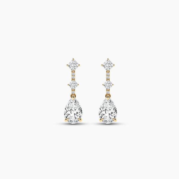14K Natural Diamond Round Cut Drop Earrings