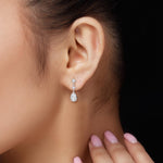 14K Natural Diamond Round Cut Drop Earrings