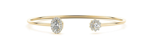 18K Solid Gold 1.50 CT Natural Diamond Open Flexi Bangle