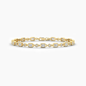 18k Solid Gold Bezel Set Natural Diamond Tennis Bracelet
