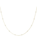 18K Solid Gold Natural Diamond Bezel-Set Station Necklace with 10 Round Diamonds