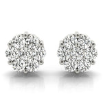 18K Solid Gold 0.50 Ct Lab Grown Diamond Round Cluster Stud Earrings - View 7 | Riyanika Jewels