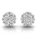 14K 0.5ct Natural Diamond Round Cut Cluster Stud Earrings