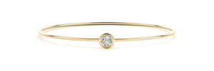 18K Solid Gold 0.35 Ct Natural Diamond Bangle with Bezel-Set Round Stone