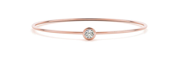 18K Solid Gold 0.35 Ct Natural Diamond Bangle with Bezel-Set Round Stone - Side View | Riyanika Jewels