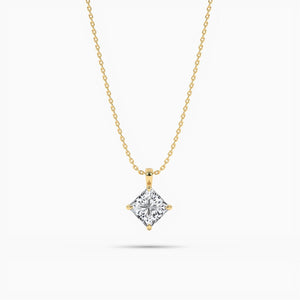 14K Natural Diamond Solitaire Pendant Necklace