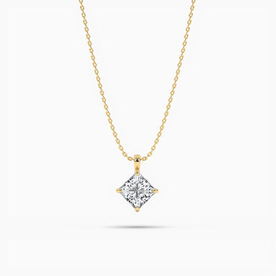 14K Natural Diamond Solitaire Pendant Necklace