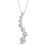 18K Solid Gold Graduated Journey Natural Diamond Pendant Necklace - View 9 | Riyanika Jewels