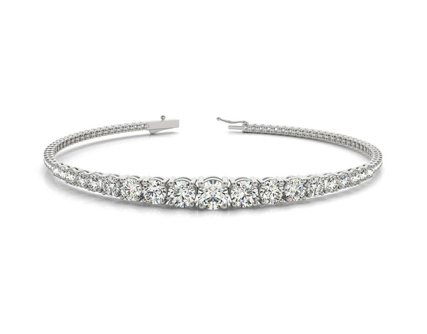 18K Solid Gold 3.00 CT Natural Diamond Graduated Tennis Bracelet