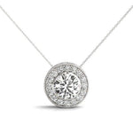 14K 1.15ct Natural Diamond Halo Pendant Necklace