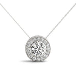 18K Solid Gold 1.15 CTW Natural Diamond Halo Pendant Necklace - View 6 | Riyanika Jewels