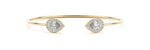 18K Solid Gold 1.75ct Open Bangle Bracelet with Pear-Shaped Halo Natural Diamond