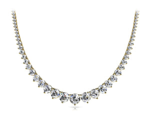 14K Solid Gold Natural Diamond Graduated Tennis Necklace