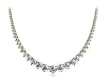 18K Solid Gold Natural Diamond Graduated Tennis Necklace