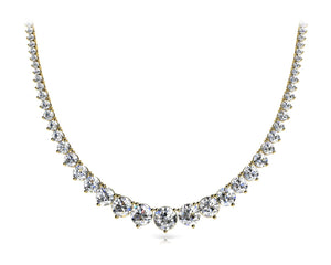 18K Solid Gold Natural Diamond Graduated Tennis Necklace