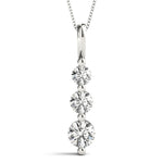18K Solid Gold Lab Grown Diamond Three-Stone Drop Pendant - View 7 | Riyanika Jewels