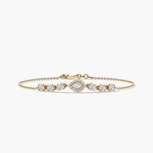 14K Natural Diamond Pear Cut Bracelet