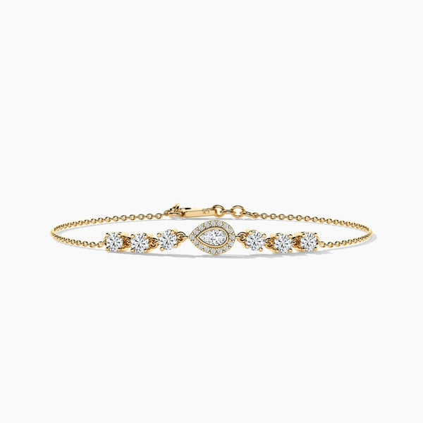 14K Natural Diamond Pear Cut Bracelet