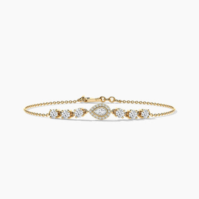 14K Natural Diamond Pear Cut Bracelet