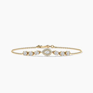 18k Solid Gold Pear Shaped Natural Diamond Chain Bracelet | Riyanika Jewels