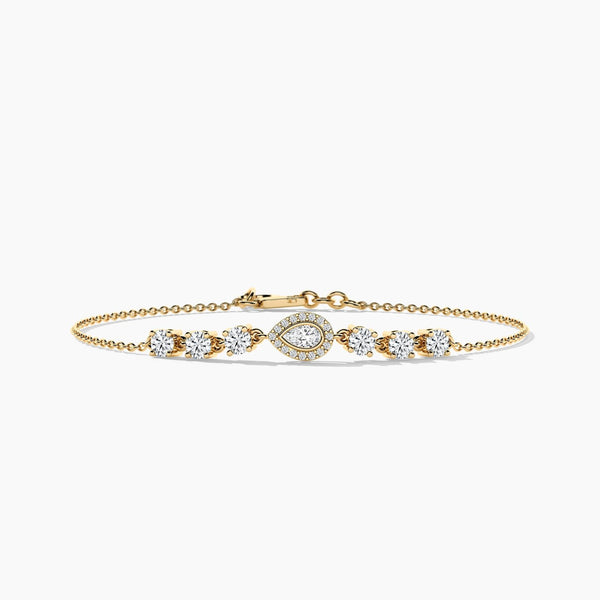 18k Solid Gold Pear Shaped Natural Diamond Chain Bracelet | Riyanika Jewels