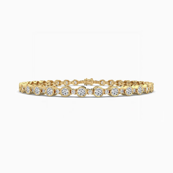 18K Solid Gold Natural Diamond Round Cut Tennis Bracelet