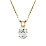 18K Solid Gold Oval Cut Natural Diamond Solitaire Pendant Necklace - Detail | Riyanika Jewels